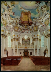 AK    Die Wies - Wallfahrtskirche des Prämonstratenserklosters Steingaden - Blick vom Chor nach Westen zur Orgelempore